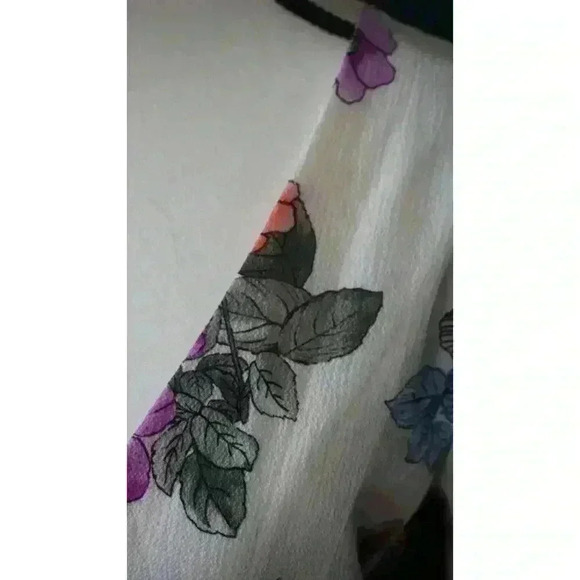 Crystal Sky White Floral Maxi V-Neck Flutter Short Sleeves Boho Dress Size 9 - Picture 12 of 15